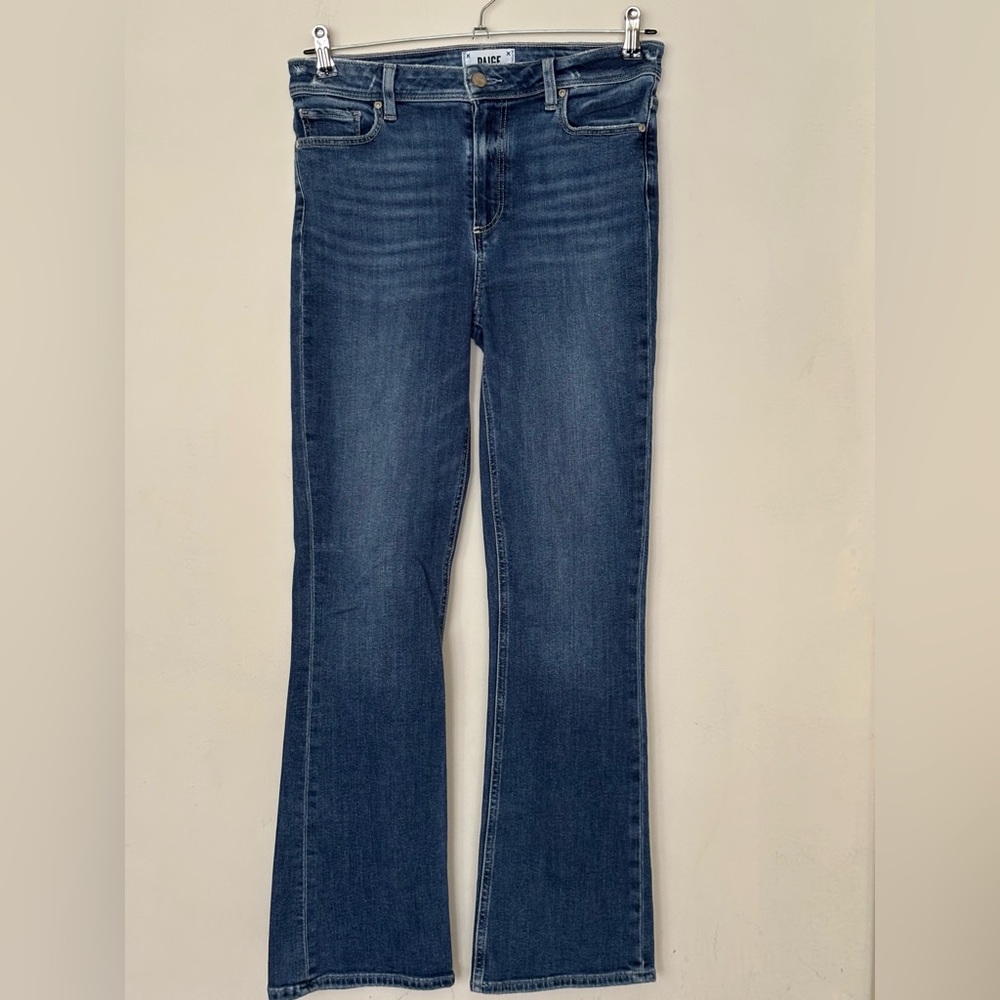 PAIGE Blue Flare Wide Leg Jeans Classic Denim